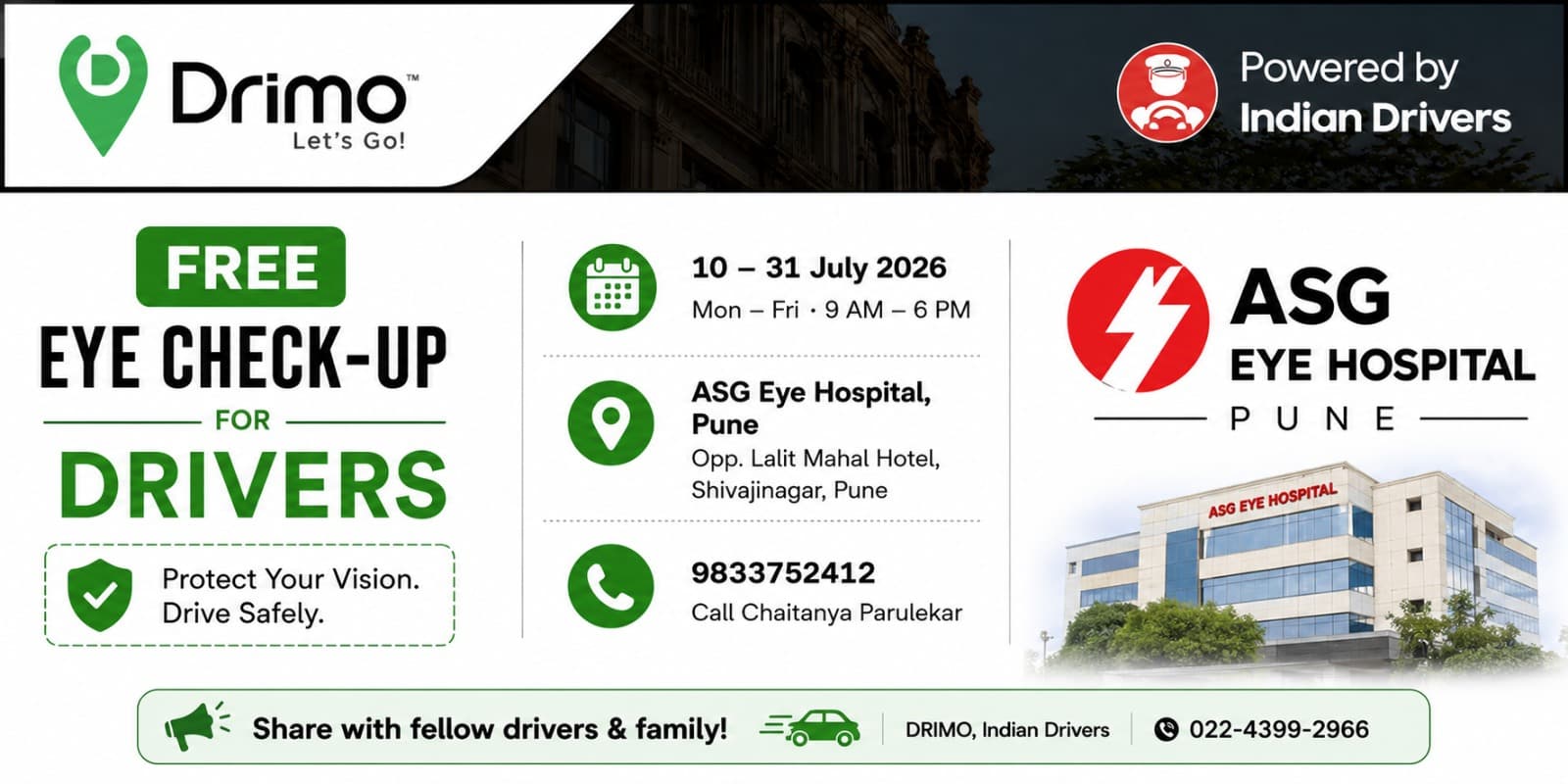 Upcoming free eye checkup camp for drivers